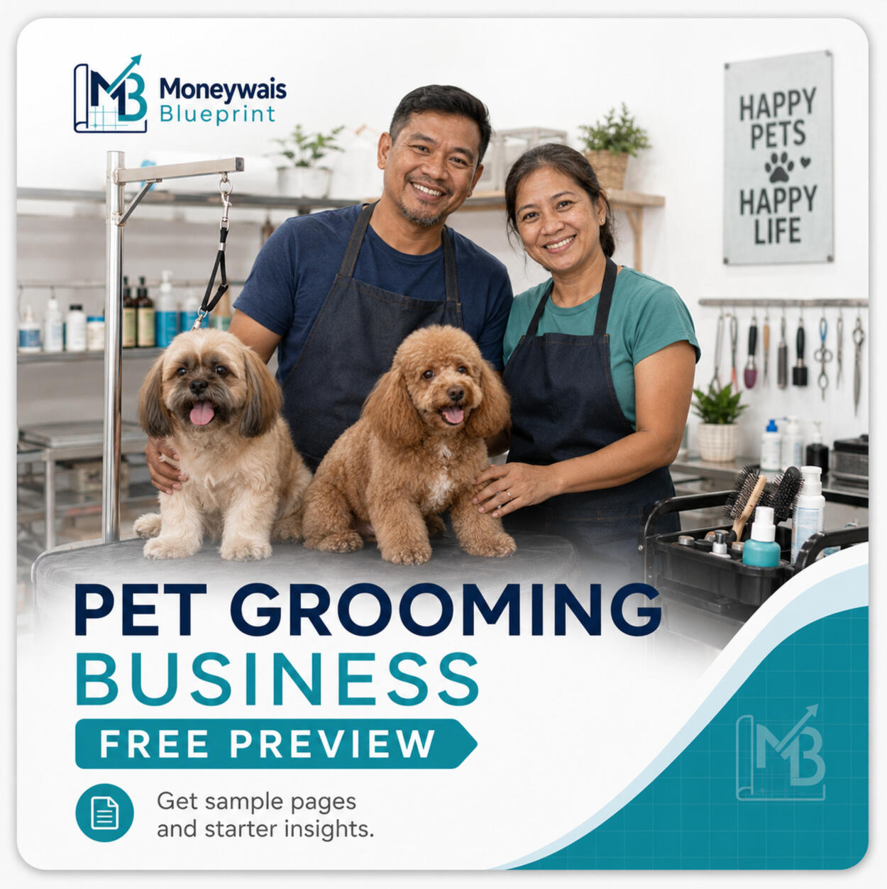 Pet Grooming Business Blueprint Free Preview Cover of the Moneywais Pet Grooming Business Blueprint Free Preview